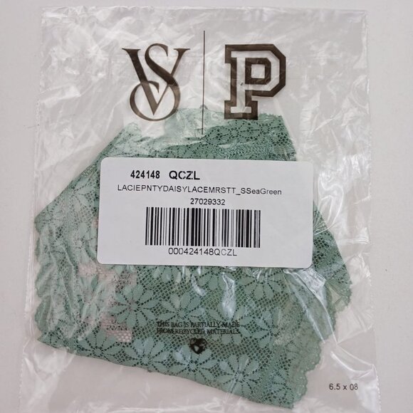 Victoria's Secret Daisy Lace String Thong Panty Seasalt Green Color Size L New - Picture 2 of 4
